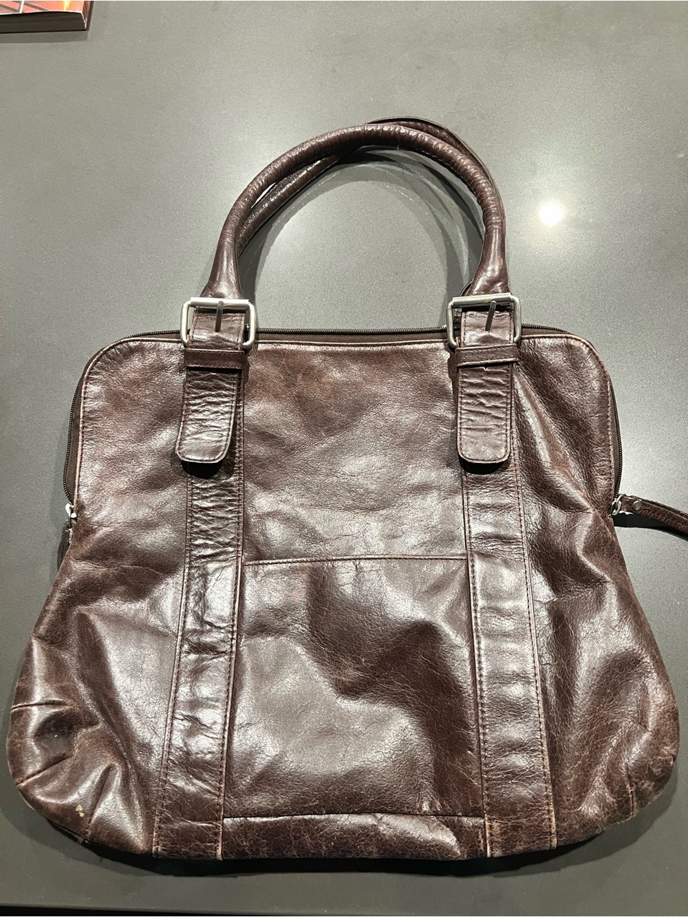 latico Dark Brown Leather Convertible Shoulder Bag
